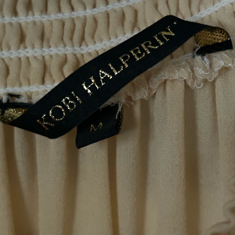 Kobi Halperin Veruka Blouse Silk Sheer Sleeve Off the Shoulder Cream White Med - Picture 9 of 14